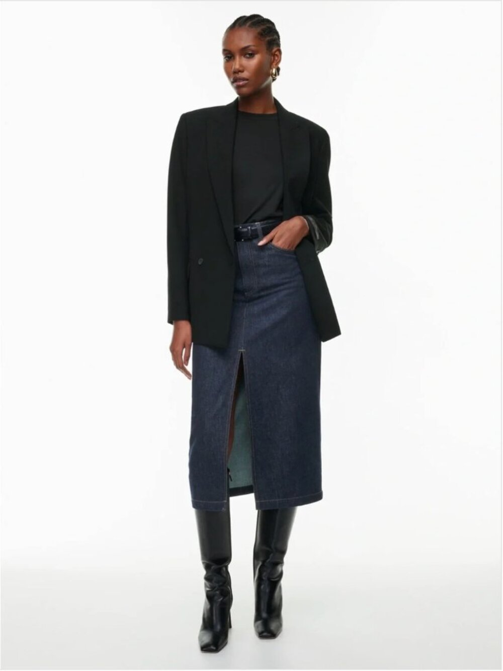 Aritzia 'Prosper' Babaton Jean Skirt w/ Front Slit